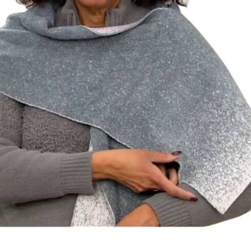Barefoot Dreams Scarf Womens OS Smokey Green Fog Gray CozyChic Lite Confetti